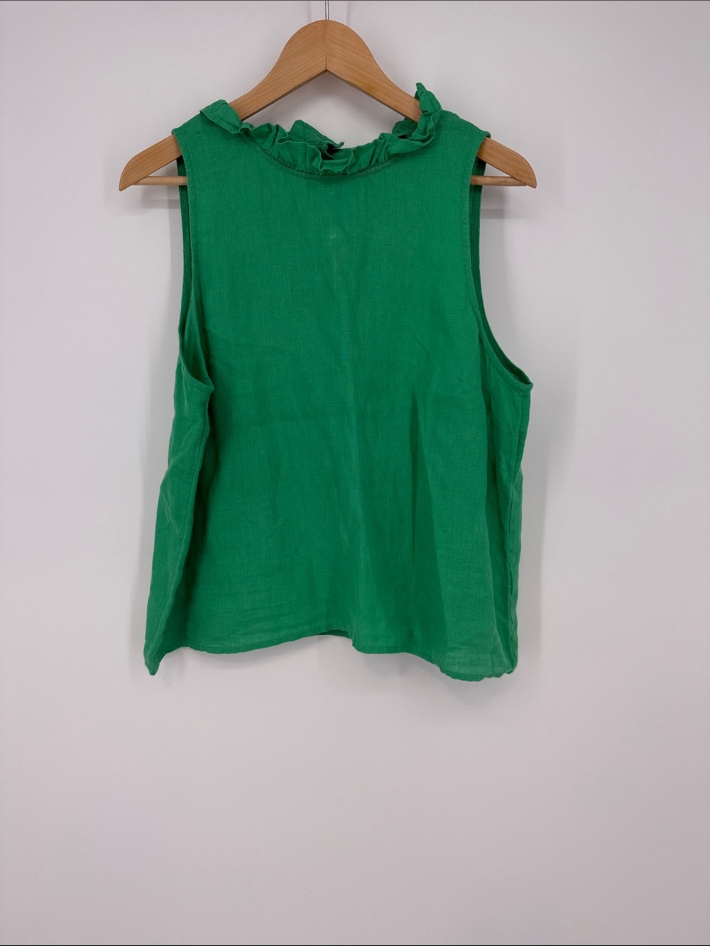 J. Crew Sleeveless Fleur Ruffle-Neck Top Green Women's Top Size Large